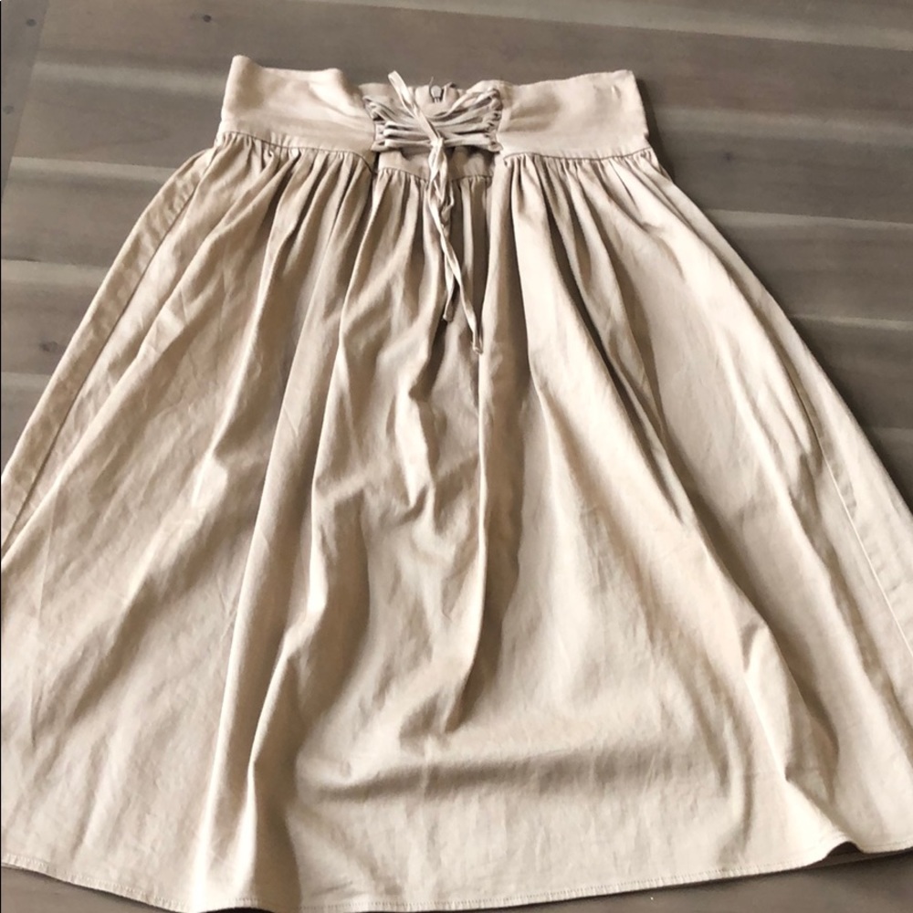 Zara Cream Gathered Midi Skirt